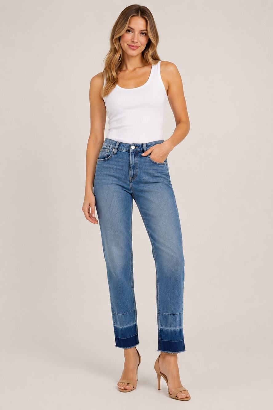 Miss Me Two-Tone Ankle Skinny Jeans – Size 28 – Ombre Hem – Stretch Denim